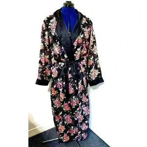 Vintage Victoria Secret Robe Small Gold Label Floral Burn out Velvet Boho Resort
